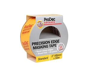 ProDec Advance 48mm (2 inch) x 50m Precision Edge Multi Surface Cinta de enmascarar para pintores para líneas nítidas y sin sangrado de pintura Para pintar y decorar en interiores