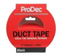 ProDec Cinta adhesiva negra 2 pulgadas x 50 m, cinta adhesiva impermeable de tela para reparaciones, 2" 50 mm de ancho