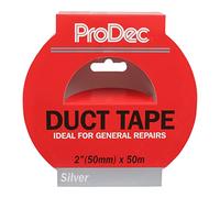 ProDec Cinta adhesiva plateada 2 pulgadas x 50 m, cinta adhesiva impermeable de tela para reparaciones, 2" 50 mm de ancho