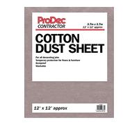 ProDec Contractor 12 pies x 12 pies de tela de algodon para la decoracion, Protector de alfombras, Paño lavable, Protector de pintura, Hojas para pintar Hojas resistentes para muebles Paño para pintar