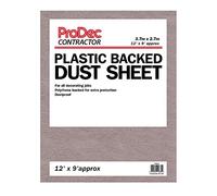 ProDec Contractor 12 pies x 9 pies Contratista Poly Backed Dust Sheet Drop Cloth para pintar decoración cubrir escaleras, pasillos, pasillos y suelos, absorbe derrames, no se empapa, reutilizable