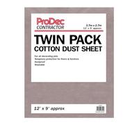 ProDec Contractor - Paquete de 2 hojas de polvo de algodón lavables y reutilizables de 12 pies x 9 pies (3,6 m x 2,7 m) para pintura y decoración, absorbe derrames, bricolaje y profesional