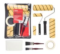 ProDec Juego de 11 rodillos y bandejas profesionales para decoración del hogar con brochas de pintura, hoja para el polvo, cinta adhesiva - Juego de rodillos para pintar paredes y techos con emulsión
