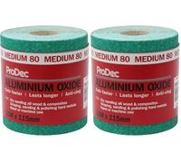 ProDec Rollo de 10 m de papel de lija abrasivo de óxido de aluminio verde de grano medio de 80 g para lijar madera, pintura, yeso, masilla, metal y más, 115 mm de ancho (Paquete de 2)