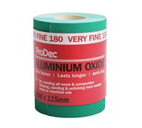 ProDec Rollo de papel de lija abrasivo de óxido de aluminio verde de grado muy fino de grano 180 para lijar madera, pintura, yeso, relleno, metal y más, papel de lija de 115 mm de ancho compatible con