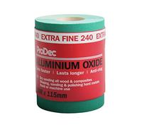 ProDec Rollo de papel de lija abrasivo de óxido de aluminio verde de grado extrafino de grano 240 para lijar madera, pintura, yeso, relleno, metal y más, papel de lija de 115 mm de ancho, compatible
