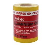 ProDec Rollo de 5 m de papel de lija abrasivo de óxido de aluminio amarillo de grano grueso de 60 G para lijar madera, pintura, yeso, masilla, metal y más, 115 mm de ancho