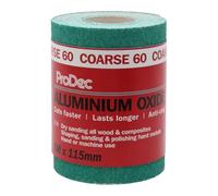 ProDec Rollo de 5 m de papel de lija abrasivo de óxido de aluminio verde de grano grueso de 60 G para lijar madera, pintura, yeso, papel de lija de 115 mm de ancho compatible con lijadoras a máquina