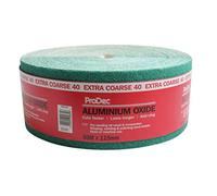 ProDec Rollo de 50 m de papel de lija abrasivo de óxido de aluminio verde de grano extra grueso para lijar madera, pintura, yeso, masilla, metal y más, 115 mm de ancho