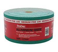 ProDec Rollo de papel de lija abrasivo de óxido de aluminio verde de grado medio fino de grano 100 para lijar madera, pintura, yeso, relleno, metal y más, papel de lija de 115 mm de ancho compatible