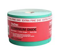 ProDec Rollo de papel de lija abrasivo de óxido de aluminio verde de grado extrafino de grano 240 para lijar madera, pintura, yeso, relleno, metal y más, papel de lija de 115 mm de ancho, compatible