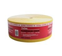 ProDec Rollo de papel de lija abrasivo de óxido de aluminio amarillo extra grueso de grano 40 para lijar madera, pintura, yeso, relleno, metal y más, papel de lija de 115 mm de ancho compatible con