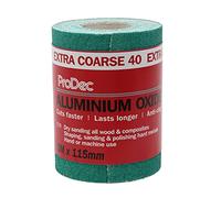 ProDec Rollo de papel de lija abrasivo de óxido de aluminio verde de grado 40 de grano 40 para lijar madera, pintura, yeso, relleno, metal y más, papel de lija de 115 mm de ancho compatible con