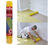 ProDec Rollo protector de alfombra de 25 m, protector de alfombra de plástico autoadhesivo fuerte, totalmente impermeable, protección de escaleras, protectores de suelo de plástico transparente