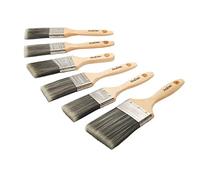 ProDec Trojan Juego de brochas sintéticas de 6 Piezas para Pintar con Pinturas de emulsión, Brillantes y satinadas en Paredes, techos, Madera y Metal - 2X brochas de 1,5, 3X de 2 y 1x de 3 Pulgadas