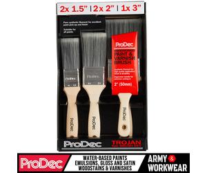 ProDec Troyano Sintético 6pc Pintura y Barniz Cepillo Set Carpintería Trade