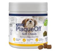 ProDen PlaqueOff 120 Masticables Blandos Snacks para Perros | Eliminador Natural de Placa, Sarro y Mal Aliento para Perros Pequeños o Medianos | Funciona Sistémicamente no por Abrasión o Masticación
