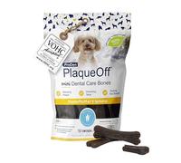 ProDen PlaqueOff 20 Mini Huesos Dentales Sabor Crema Cacahuete y Plátano para Perros Pequeños - Limpiador Sarro Dental, Placa y Mal Aliento - Huesos para Perros Pequeños Snacks para Perros