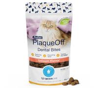 ProDen PlaqueOff Bocados Dentales para Gatos 60 g Sabor a Salmón - Eliminador de Sarro y Mal Aliento - Limpiador Dental 100% Natural - Mejora la Salud Bucal
