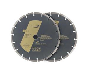PRODIAMANT juego de 2 discos diamantados universales 230 x 22,2 mm hormigón, piedra, ladrillo 230mm disco diamantado segmento 7mm