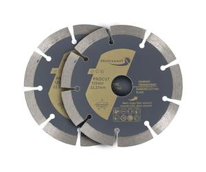 PRODIAMANT juego de 2 discos diamantados universales de 125 x 22,2 mm para hormigón, piedra, ladrillos Disco diamantado de 125 mm segmento de 10 mm