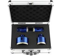 PRODIAMANT Juego de brocas de diamante gres fino en seco 4 piezas 35 mm, 40 mm, 50 mm, 68 mm x M14 para amoladora angular con estuche