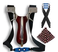 Prodo Tirachinas Clásico de Madera + 3 Gomas de Recambio + 100 Bolas de Arcilla 9 mm