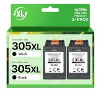 Prodoki 305 XL negro cartucho de repuesto para HP 305 XL negro para cartucho de tinta 305XL negro para HP DeskJet 2820 2820e 4220e 4222e 2320 Envy 6030 6020e 6022e 6010e 6020 (2-Pack)