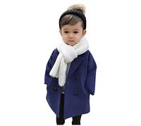Producción Categoría Boys Coat&Jacket - Elegante gabardina con muescas para niños pequeños con cuello de lana patrón a cuadros doble bolsillo en el pecho chaqueta elegante para niños, marine, 4-5 años
