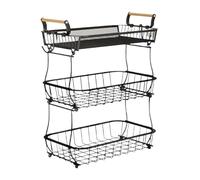 Produce Basket, Fruit Basket, 17,72 x 14,49 x 8,58 pulgadas, Metal Wire Storage Organizer, 3 Tier, Built-in Banana Hangers, Space-Saving Design, Ideal para cocinas Countertop, Pantry, Home, Farmhouse