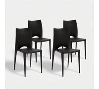 Produce Shop Juego de 4 sillas apilables de polipropileno Lyon - Negro