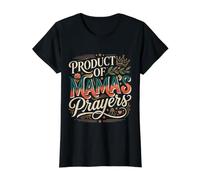 Product of Mama's Prayers Bendiciones Niño Fe Camiseta gráfica económica, Mujer, Negro, XL