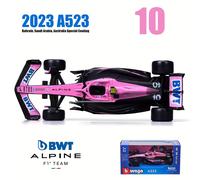 Producto Bburago 2023 F1 1:43 BWT Alpine A523 Versión Bahrain Vehículo de Lujo de Aleación Fórmula Racing Diecast Regalos de Vacaciones