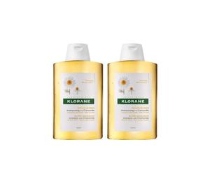 Producto capilar de la marca klorane, champú, champú camomilla 2x400