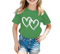 Producto categoría Girls Tops Tees & Shirts - Camiseta Infantil de Manga Corta con Cuello y gráfico Adorable para Uso Diario en Verano (Green, 9-10 Years) #163