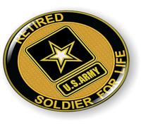 [Producto con licencia oficial] - Insignia redonda flexible y redonda de soldado jubilado del ejército de los Estados Unidos para la vida