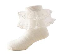 Productos de Categoría Calcetines paraNiños Pequeños - Encaje Ondulado Puños Con Volantes Para Niñas Pequeñas Sin Repetir Palabras (White, 1-3 Years) #21