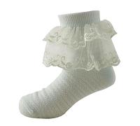 Productos de Categoría Calcetines paraNiños Pequeños - Encaje Ondulado Puños Con Volantes Para Niñas Pequeñas Sin Repetir Palabras (Green, 1-3 Years) #21