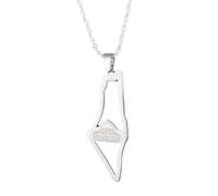 Productos de niñas 925 Collar de palestina de plata esterlina para hombres, collar de palestina de Israel para mujeres, collar de mapas de palestina colgante de geografía de geografía, collar de