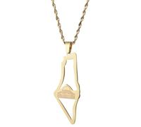 Productos de niñas 925 Collar de palestina de plata esterlina para hombres, collar de palestina de Israel para mujeres, collar de mapas de palestina colgante de geografía de geografía, collar de