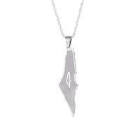 Productos de niñas 925 Collar de palestina de plata esterlina para hombres, collar de palestina de Israel para mujeres, collar de mapas de palestina colgante de geografía de geografía, collar de