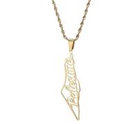 Productos de niñas 925 Collar de palestina de plata esterlina para hombres, collar de palestina de Israel para mujeres, collar de mapas de palestina colgante de geografía de geografía, collar de