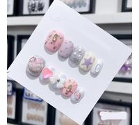 Productos de uñas hechos a mano, uñas de fototerapia, lazos de amor, calcomanías de diamante tridimensionales, uñas postizas desmontables (tamaño: L, color: 19532)