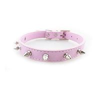 Productos para mascotas para collares de perro de piel sintética con remaches y pinchos, collar ajustable para gatos JW0022, rosa, L, 2 x 45 cm