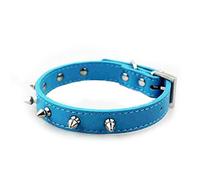 Productos para mascotas para collares de perro de piel sintética con remaches y tachuelas para cachorros, collar ajustable para gato JW0022, azul ácido, S, 1,5 x 35 cm