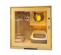Productos para Mascotas Villa de Lujo para gatos Jaula para gatos de Madera Maciza Arena para gatos Escaparate de Gato de la casa del Gato Acceso Gratuito al apartamento de gatos