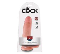 Productos Pipedream King Cock con testículos, color carne, 18 cm / sin pilas