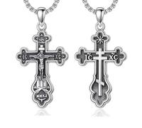 PROESS Collar con colgante de cruz de colibrí/celta/Jerusalén, plata de ley 925, collar con colgante de cruz, regalo para mujeres y hombres, Regular Size, Plata esterlina, No es una piedra preciosa