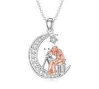 PROESS Collar de pintura artística de plata de ley 925 con colgante de pintura artística para mujer, Regular Size, Plata esterlina, No es una piedra preciosa