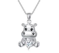 PROESS Collar de plata de ley 925 con diseño de búho, ardilla, elefante, vaca de tierra, regalo de Navidad para el día de la madre, Plata esterlina